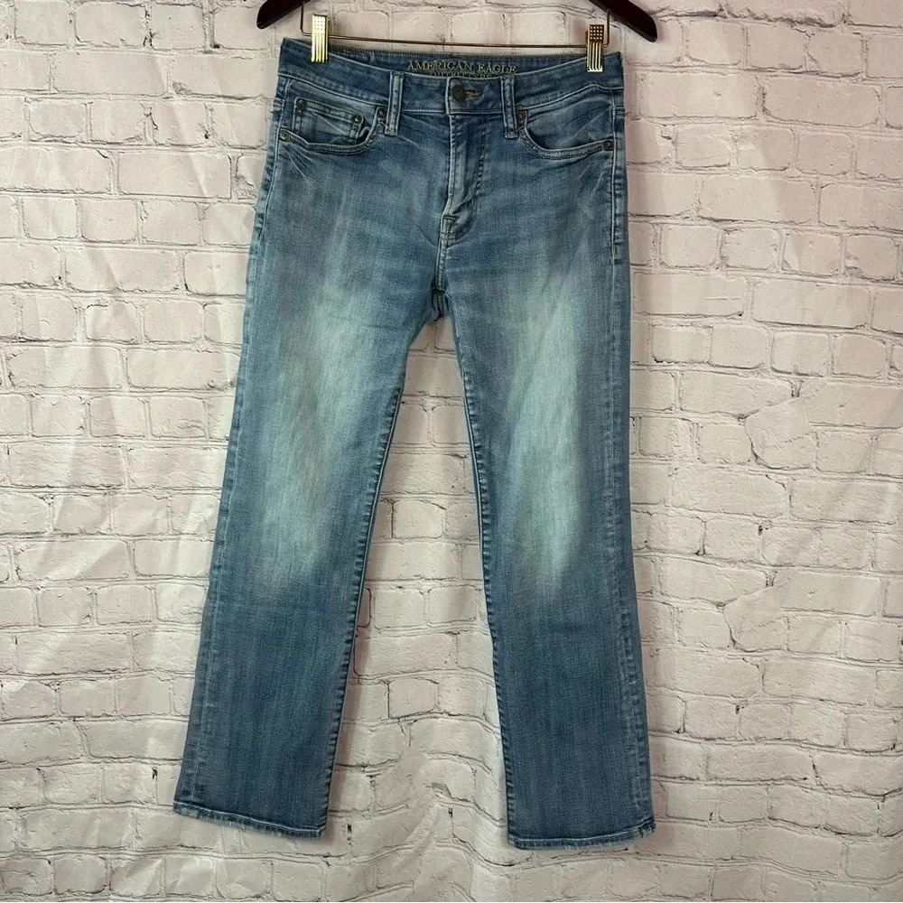 american eagle extreme flex mens jeans light wash sz 28x28" original boot
